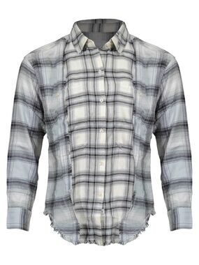 Rails Gray and White Plaid Button-Down Shirt
